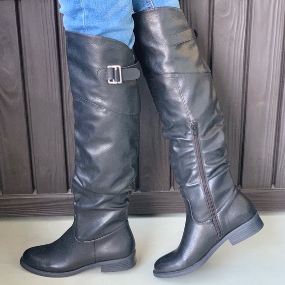 Black Over the Knee Harness Boot - Picture 2 of 8